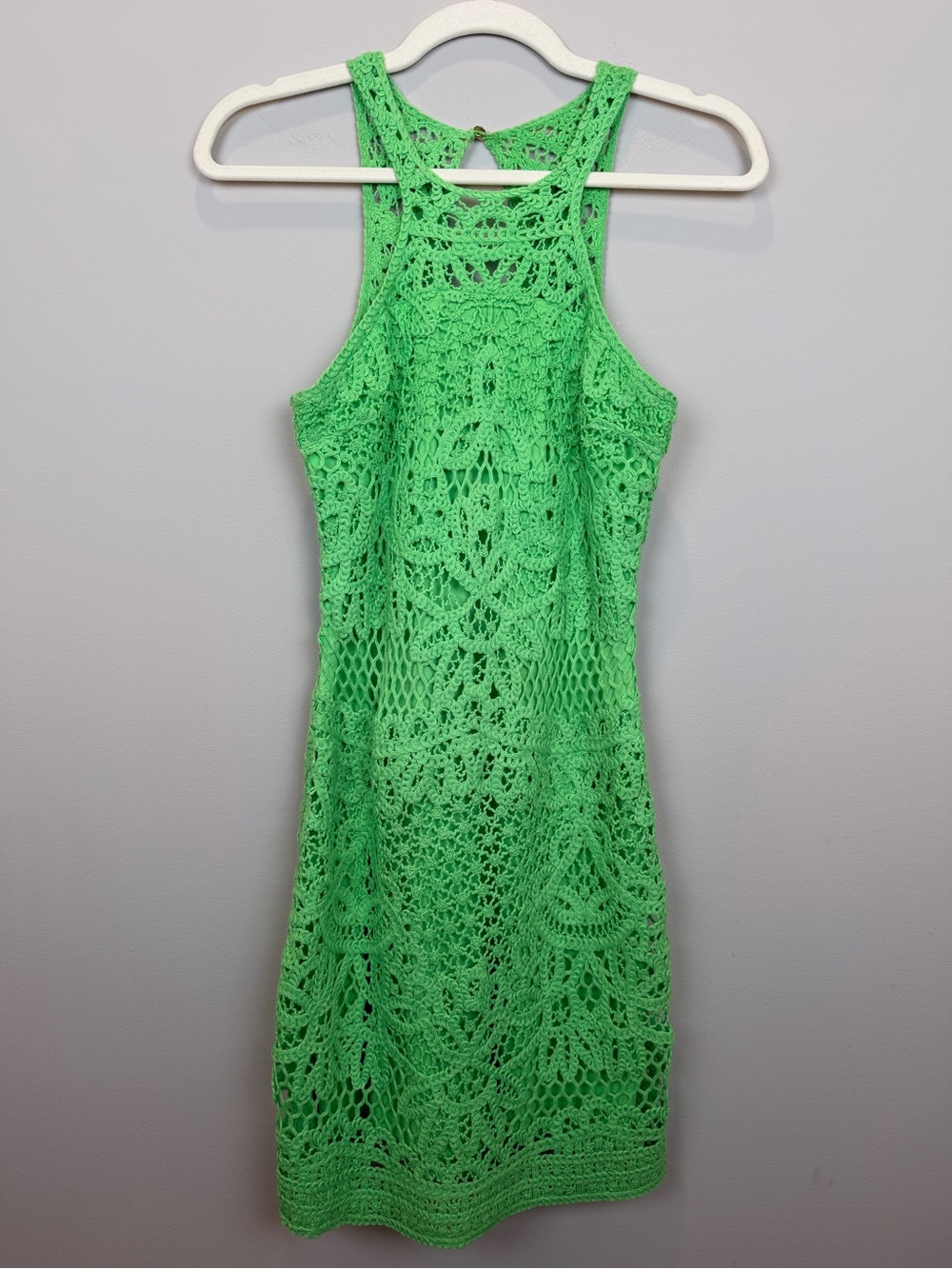 Lilly Pulitzer Green Crochet Lace Mini Dress XS | Open Back | Resort